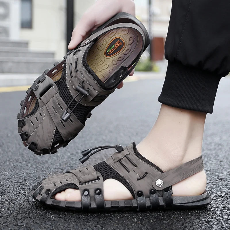 Summer Men Sandals Leather Mens Casual Shoes Outdoor Beach Roman Zpaxo