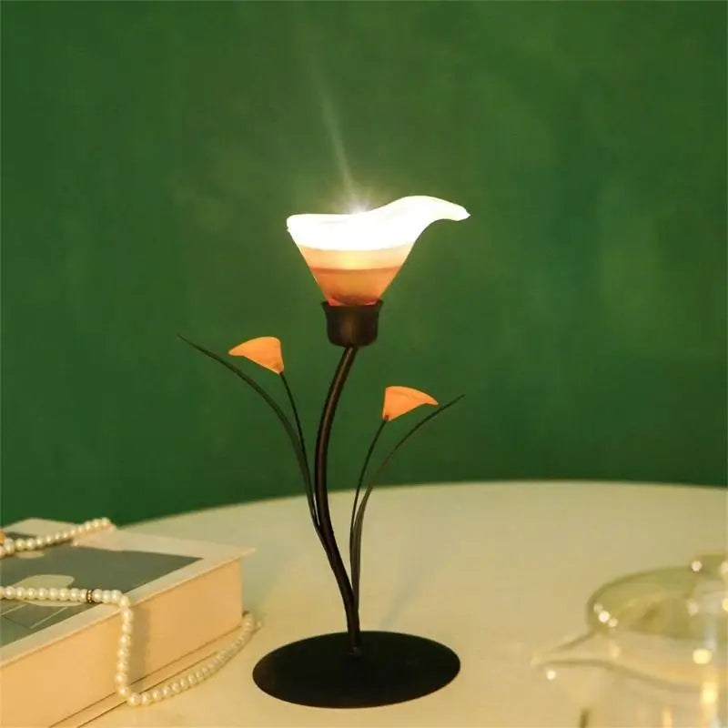 Artistic Floral Candelabra Iron Frame Calla Lilies Flower Holder