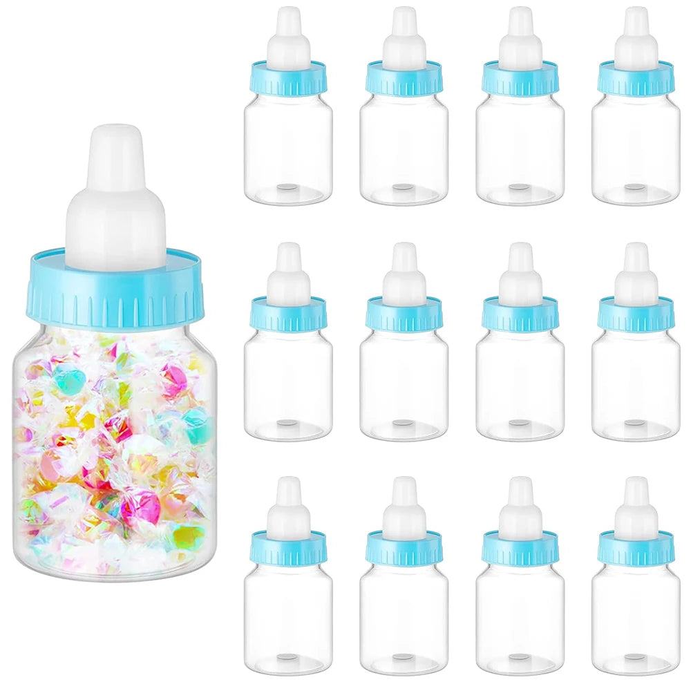 12Pcs Baby Bottle Baby Shower Favor Plastic Candy Bottle Mini Feeding Bottle for Birthday Baby Shower Gift Decor Zpaxo