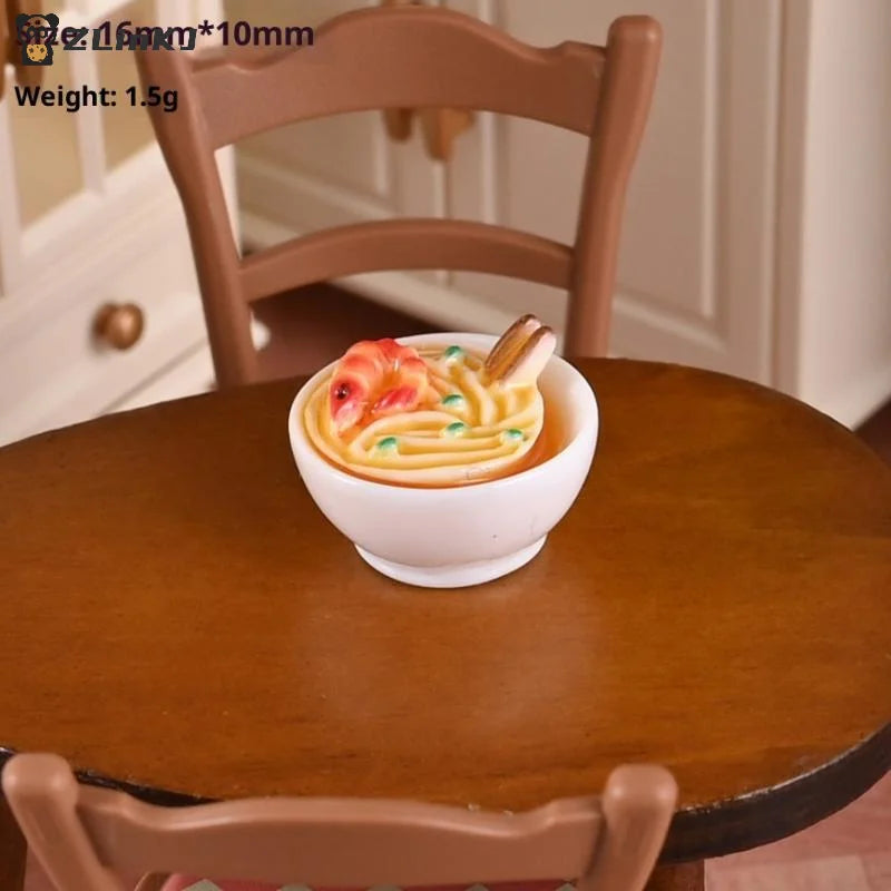 ▶1Set Dollhouse Miniature Chinese Dishes Food Bowl Rice Models DIY Dolls House Kitchen Decoration Zpaxo