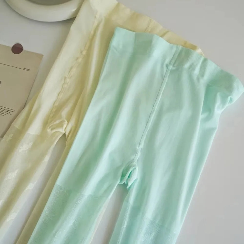 Summer Thin Mint Wave Green Stockings Lace Nylon Women's Leggings Spring Autumn Breathable Enhancing Pantyhose Zpaxo