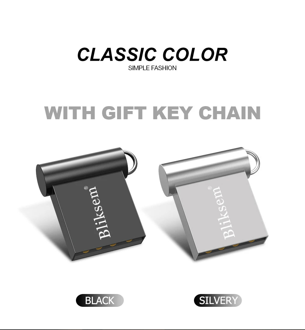 High-Speed Mini Pen Drive 128GB 64GB 32GB 16GB 8GB USB 2.0 Metal Flash Drive Portable Waterproof U Disk for Data Transmission Zpaxo