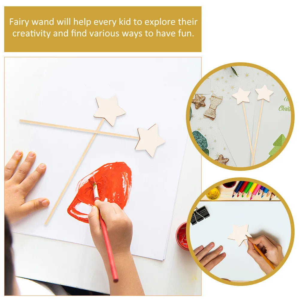 6Pcs Fairy Wands DIY Craft Sticks Blank Painting Kids Creative Activities Fairy Party Decoration Fun Gifts Wands for Girls