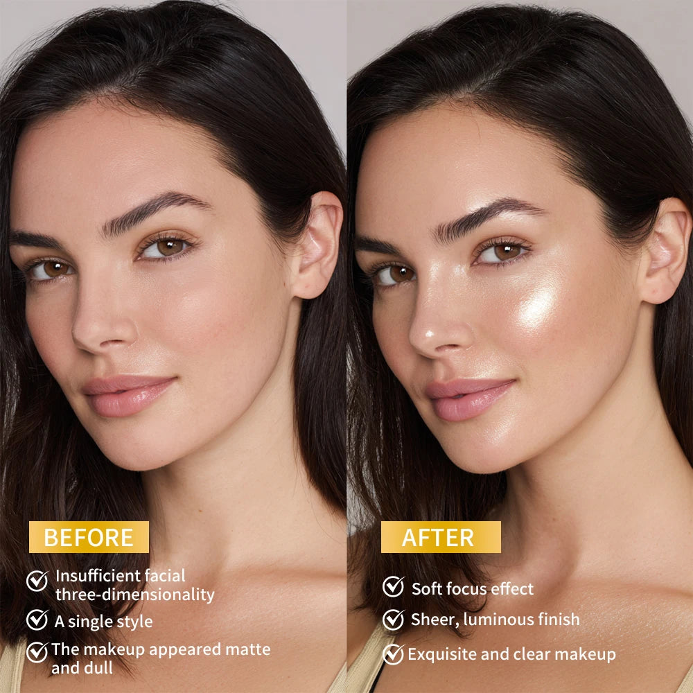 Waterproof Face Highlighter Instant Skin Silky LongLasting Glow Illuminator Glitter Shimmer Baked Highlighter Powder Makeup Zpaxo