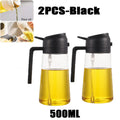 2in1 500ml Plastic kitchen oil sprayer Spray Oil Olive spray bottle for oil Dispenser BBQ Baking Roasting Picnic Kitchen Tool Zpaxo 2pcs-black