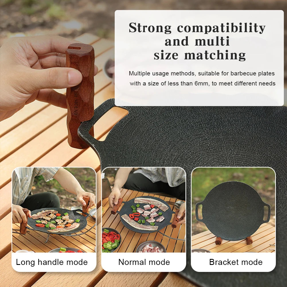 Heat Resistant Pan Holder Solid Wood BBQ Handle Cookware Sauce