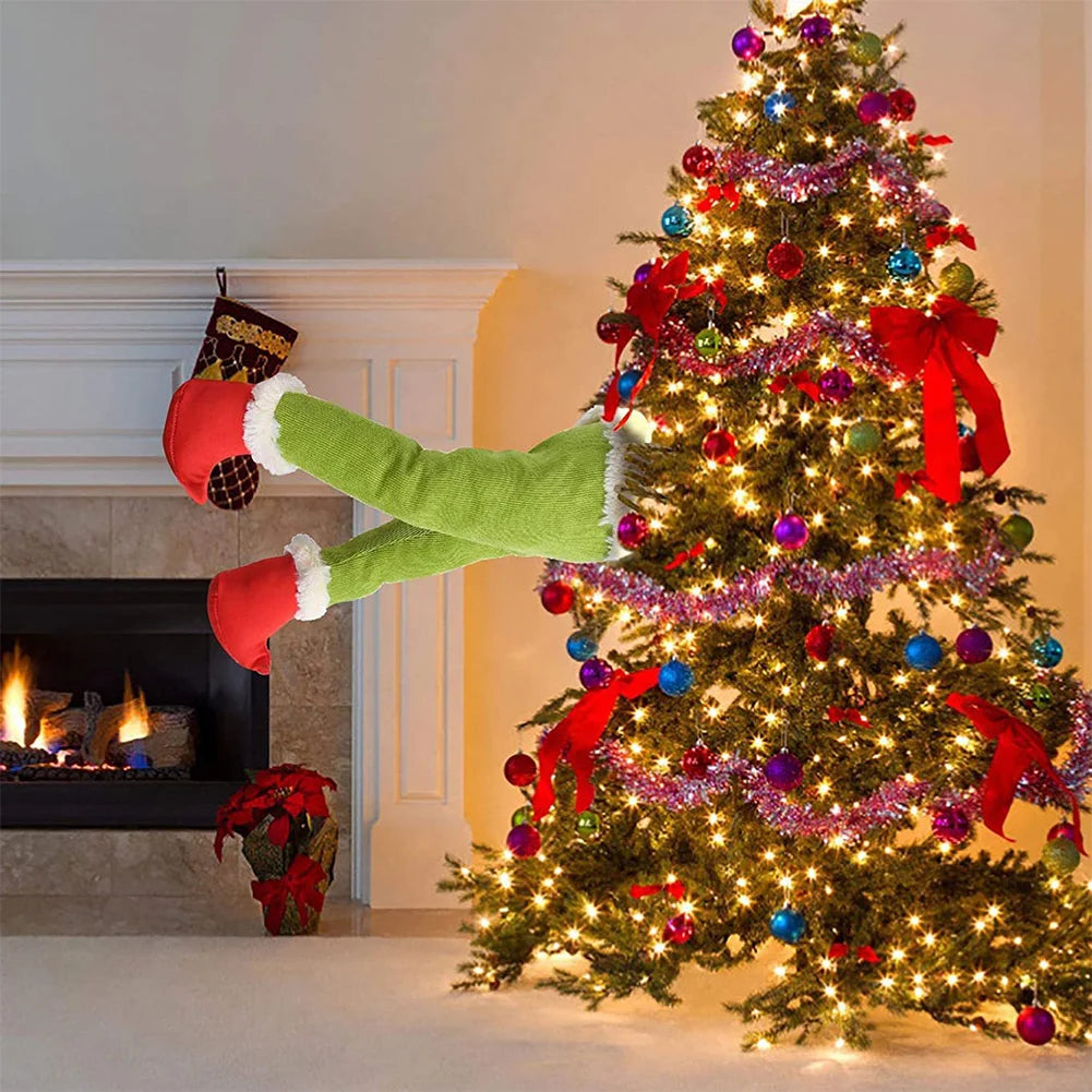 1- Year Car Christmas Elf Santa Legs Decoration Decor Home Xmas Tree