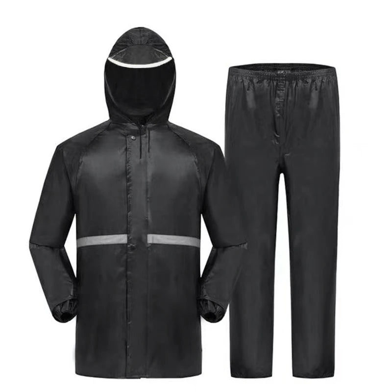 Hooded Coat Pant Rain Suit Women Men Outdoor Waterproof Gear Zpaxo Black L