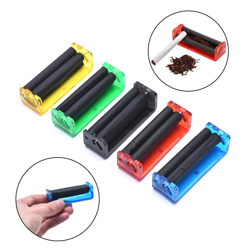 1PC 70mm Easy Manual Cigarette Tobacco Smoking Roller Maker Rolling Machine Clear Color Random Zpaxo