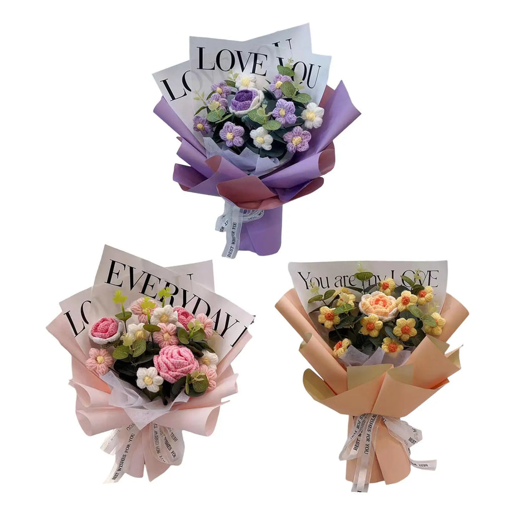 Crochet Flower Bouquet – Handmade Artificial Flowers Home Decor Artificial Flower Bouquet Zpaxo