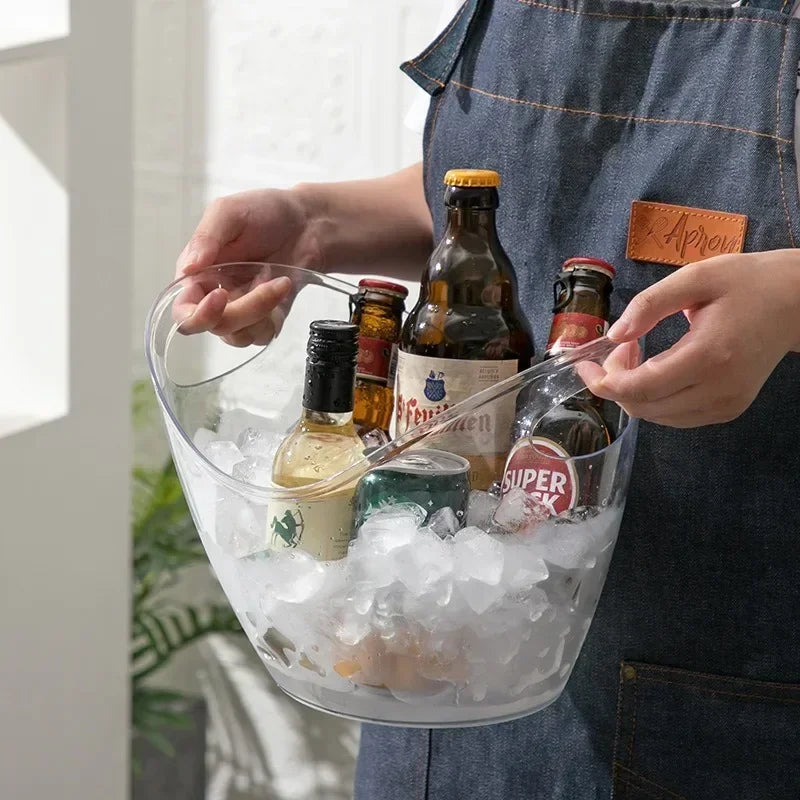 New 4L/8L Clear Plastic Ice Cube Storage Bucket or Champagne Bottles Ice Cooler Bar Decor for Home Kitchen Bar Cafe Use Zpaxo