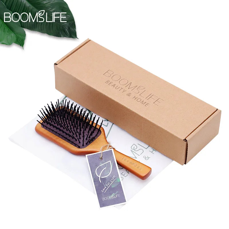 Square Paddle Detangling Hair Brush Women Head Scalp Massage Brush Wide Tooth Comb for Hair Big Air Cushion Maple Wood HairBrush Zpaxo
