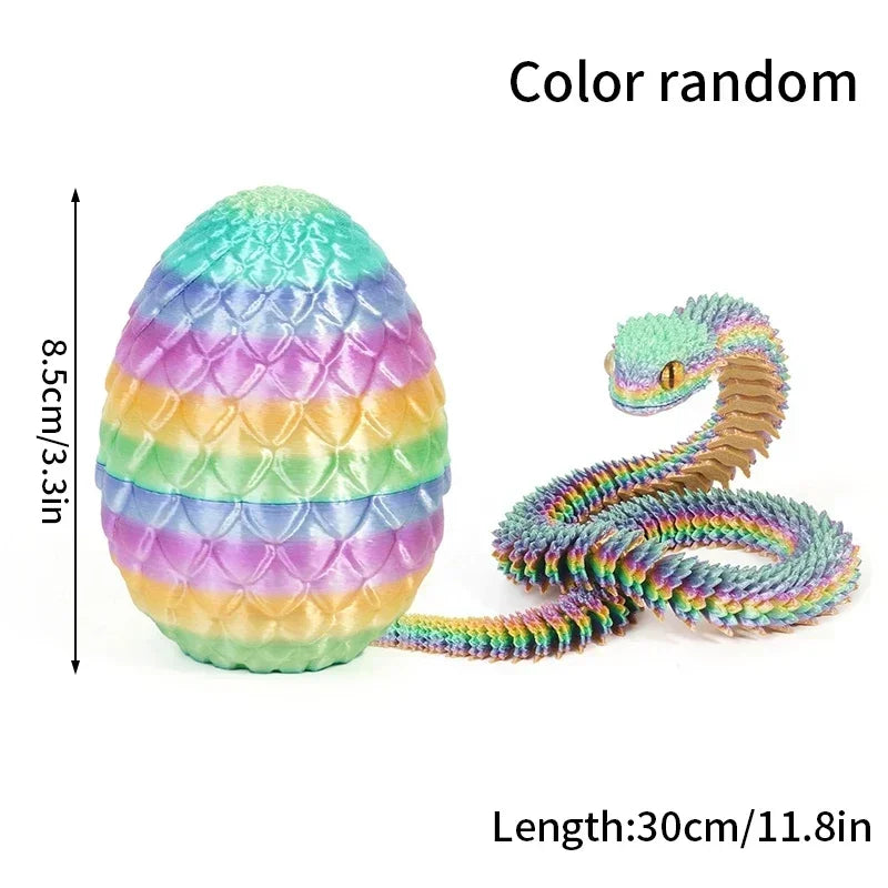3D Printed Articulated Crystal Snake in Dragon Egg | Desk Ornament 3D Printed Figurine Zpaxo E as picture