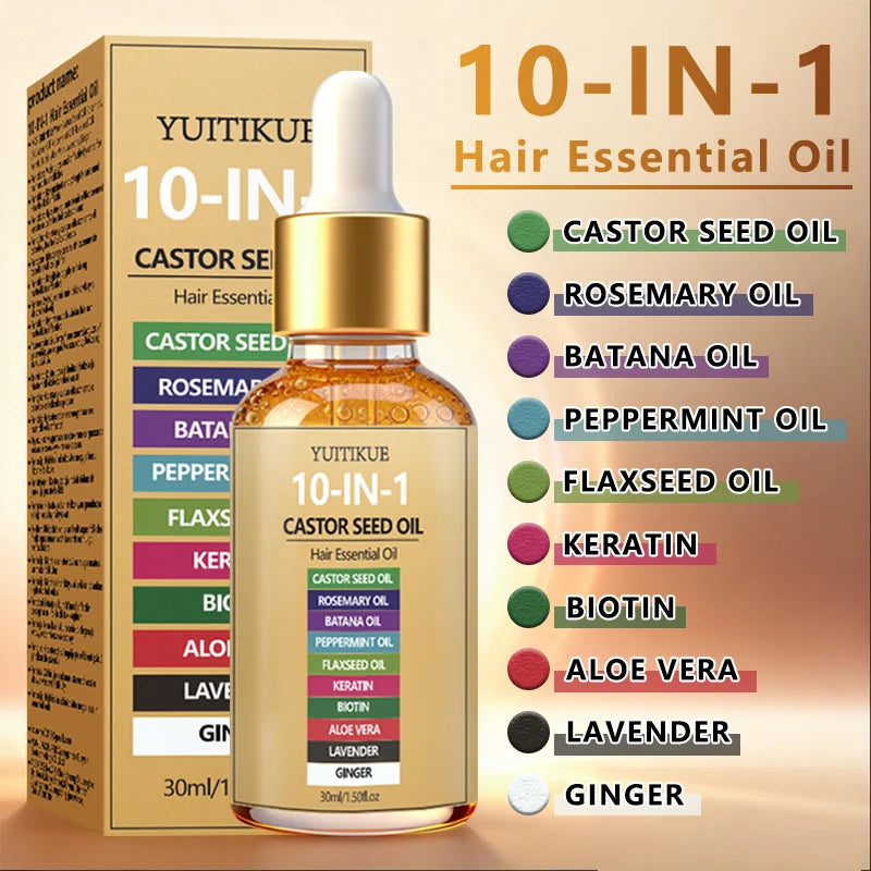 YUITIKUE Castor Oil Hair Serum – 10 Natural Oils Blend, 30ml Hair Oil Serum Zpaxo