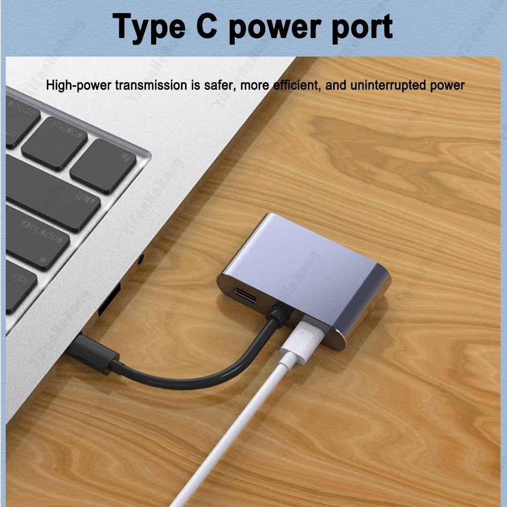 Type-C To HDMI-compatible VGA Converter USB3.0 Adapter 4K for Macbook Mac Air Pro Laptop Monitor PC TV Phone Type C Expander Zpaxo