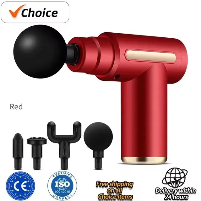 Portable Massage Gun Deep Tissue Wireles Fascia Lightweight Zpaxo Red Type C Charge