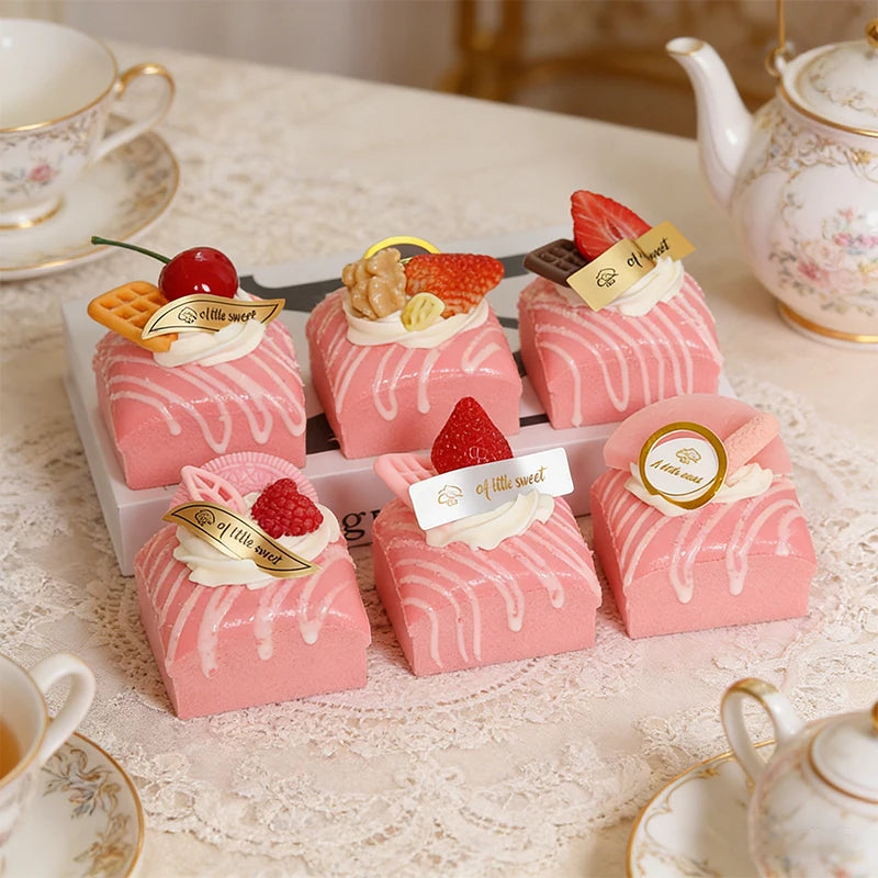 Realistic Artificial Cake Fake Model Pink Simulation Dessert