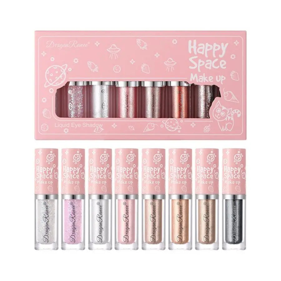 Liquid Eyeshadow Eight-Piece Set Box with Sparkling Fine Glitter, Shimmering Pearlescent Glitter, High-Gloss Brightening and Contouring Liquid Eyeshadow Zpaxo Dr120A