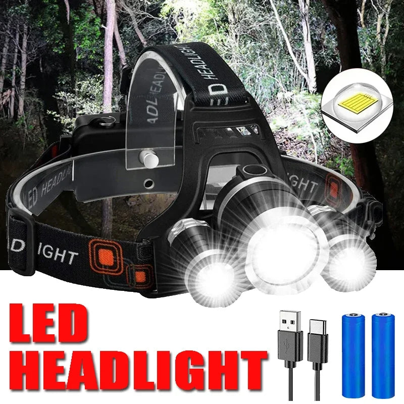 KDULIT LED Headlamp Rechargeable 18650 Waterproof Outdoor