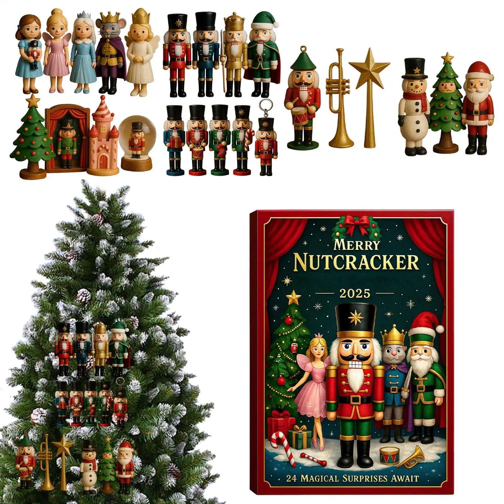 Nutcracker Advent Calendar 2025 24 Days 2D Acrylic Ornament Christmas