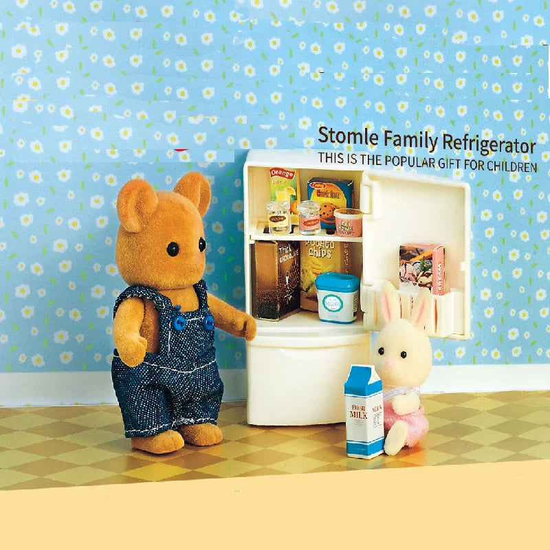 Dollhouse Furniture Doll House Bathroom Kitchen Fridge Washing