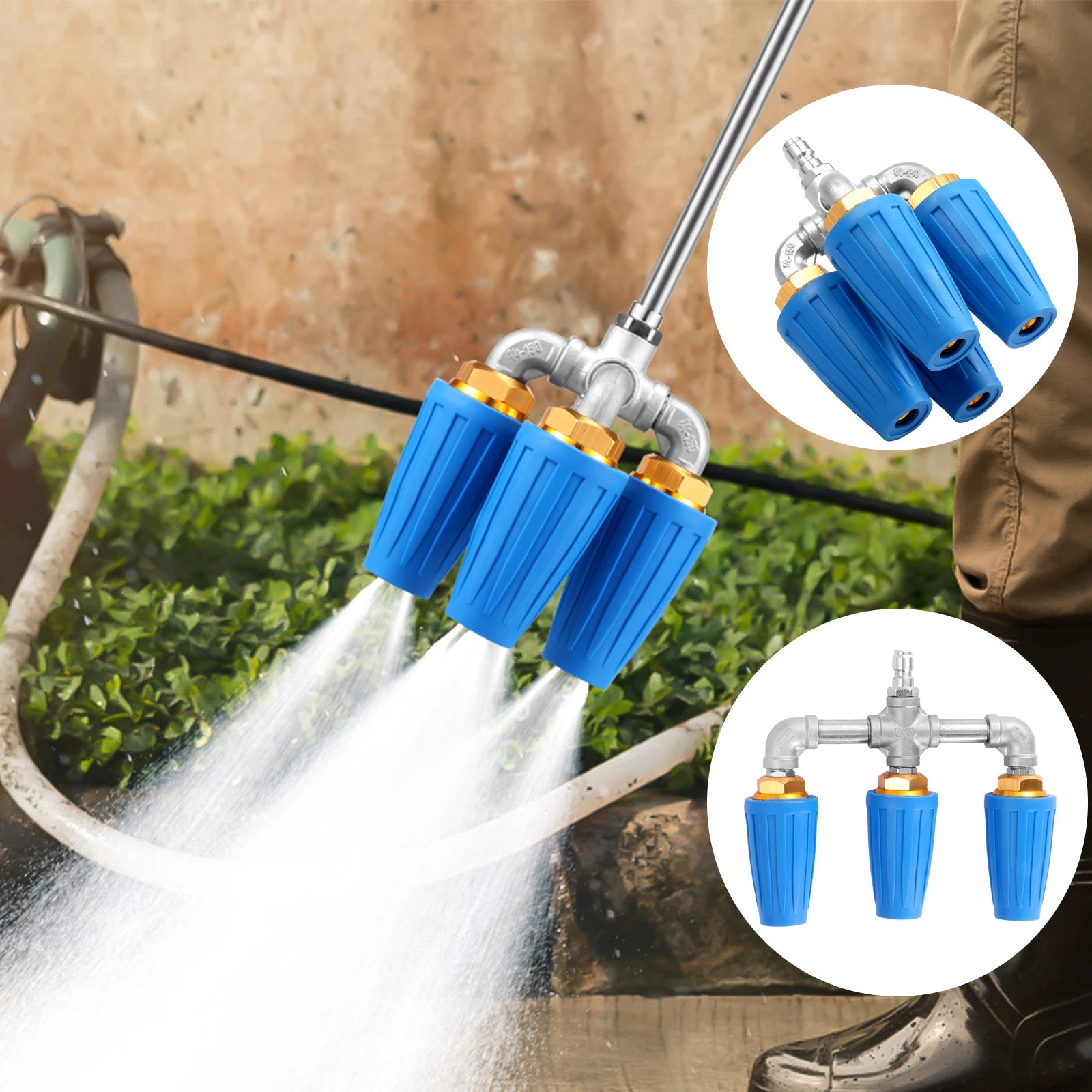 2.0 Orifice Quadruple Turbo Nozzle Pressure Washer 360° Rotating Turbo Nozzle with 1/4" Quick Connector 4000 PSI for Car Cleani Zpaxo