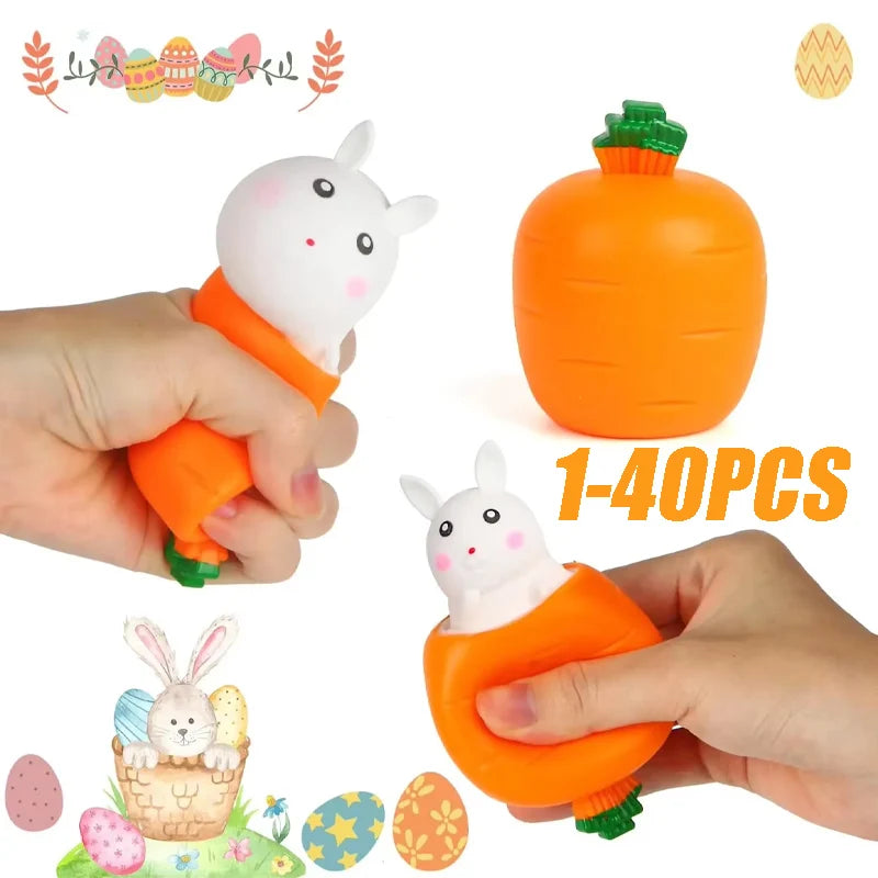 Easter Carrot Rabbit Fidget Toys Squeeze Ball Kids Relieve Stress Up