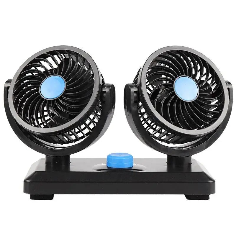 Dual 360° Car Cooling Fan 12V – Truck, RV, Boat & Desk Use