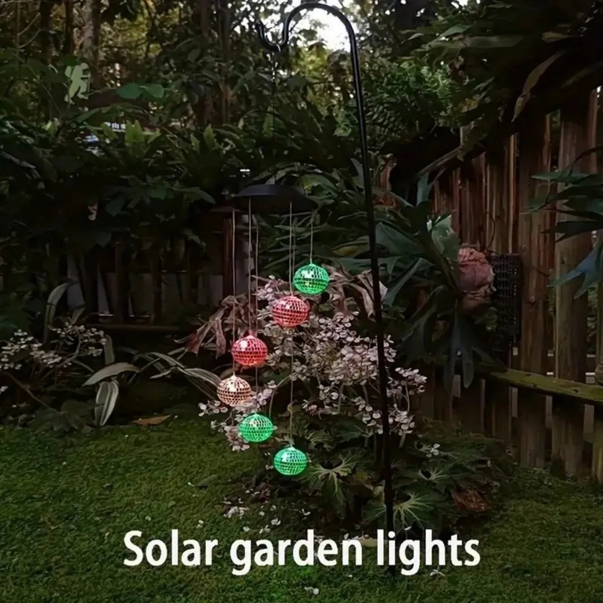Solar Powered Wind Chime Mirror Ball Pendant Light LED Mobile Zpaxo