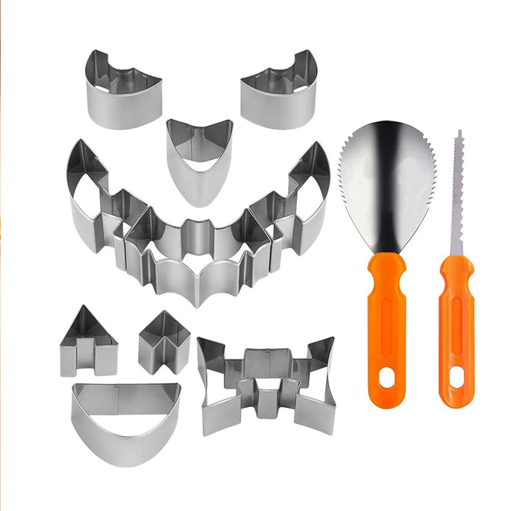 Pumpkin Carving Kit Pumpkin Cutter Tools Halloween Molds Stainless Steel Pumpkin Carver Stencils Cookie Cutter Kitchen Utensil Zpaxo