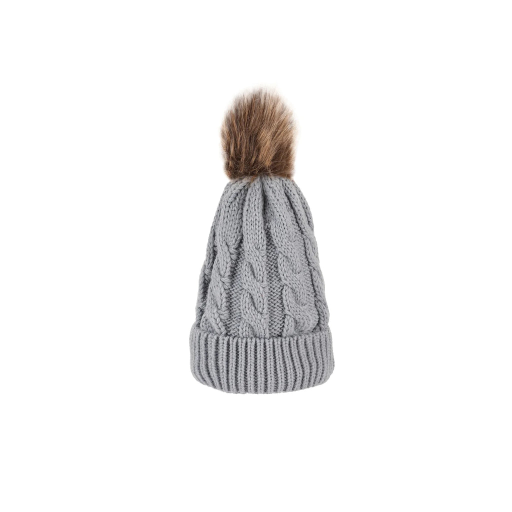 Cable Knit Pom Pom Beanie – Unisex Warm Winter Wool Hat