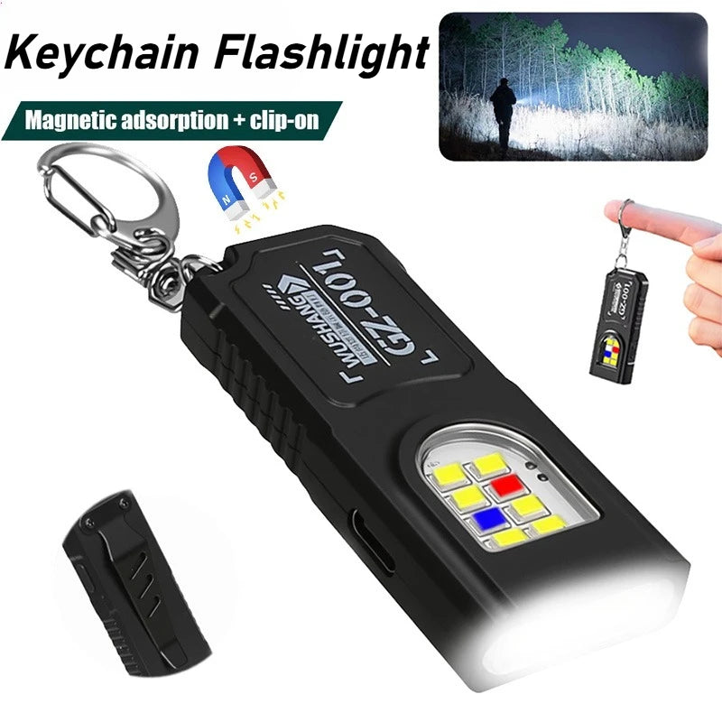 Mini Rechargeable LED Keychain Flashlight – Magnetic & Clip-On