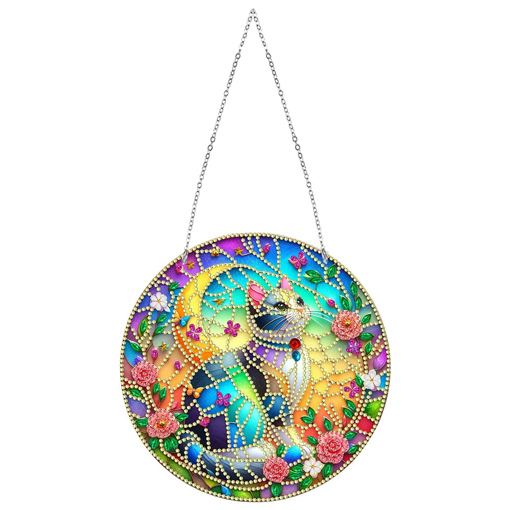 Sun Catcher Diamond Painting Hanging Pendant Butterfly Rhinestone Art Window Pendants Dragonfly Moose for Garden Window Decor Zpaxo KJ089
