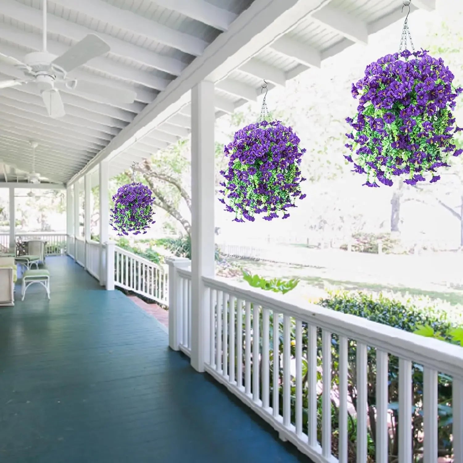 Artificial Hanging Flowers Plants Silk Morning Glory Eucalyptus