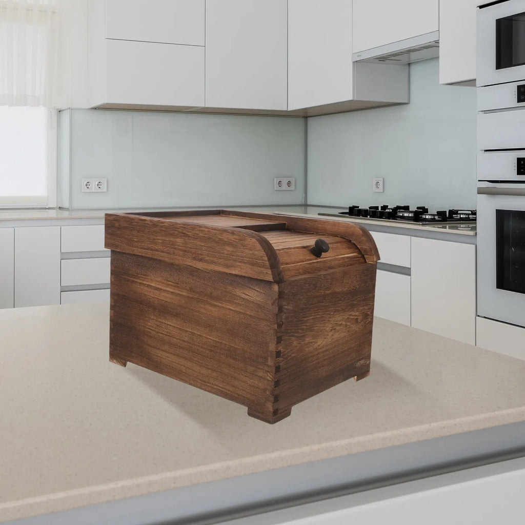 Large Wooden Rice Storage Container Lid Keeps Fresh Dry Ideal Pantry