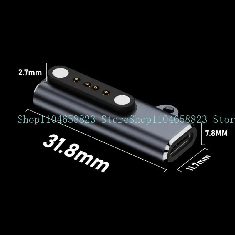 652F Type C to 2/4 Pin 7.62mm Spacing Conversion Adapter Aluminum Alloy Charging Connector Head for Smartwatch Zpaxo