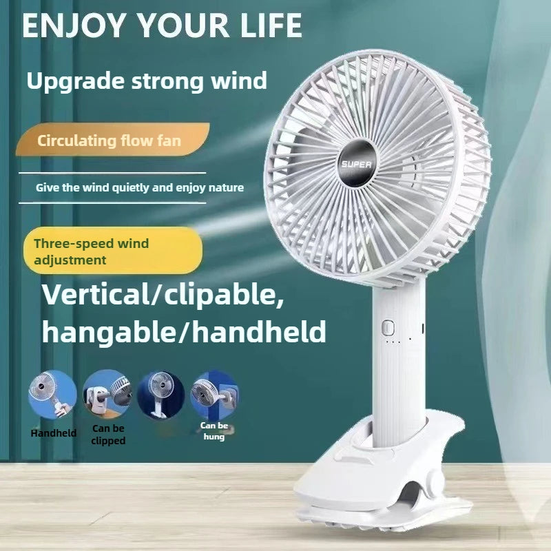 Multifunctional Clip Fan Desktop Wideangle Blower Hanging Wall Fan Threespeed High-wind Handheld Portable Fan Must Have Outdoors Zpaxo