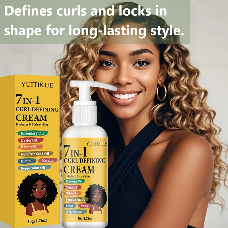 YUITIKUE 7-in-1 Curl Defining Cream – Bouncy Hydrated Curls Curl Defining Cream Zpaxo