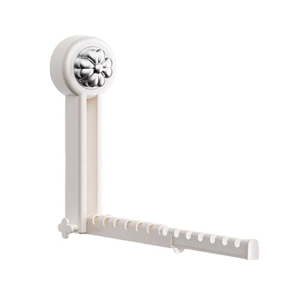 Antislip FoldableClothes Drying Rack Multifunctional Space-Saving Clothes Hanger Rod No Punching Retractable Drying Rack Home Zpaxo White B