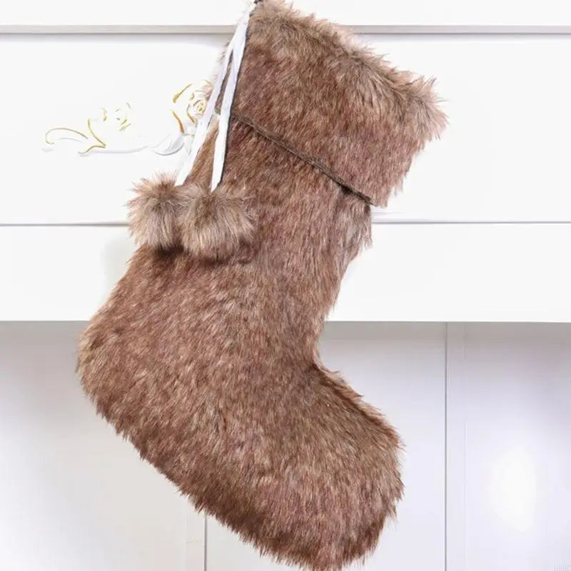 Faux Furs Holiday Hanging Sock Elegant Designs Fireplaces Mantels