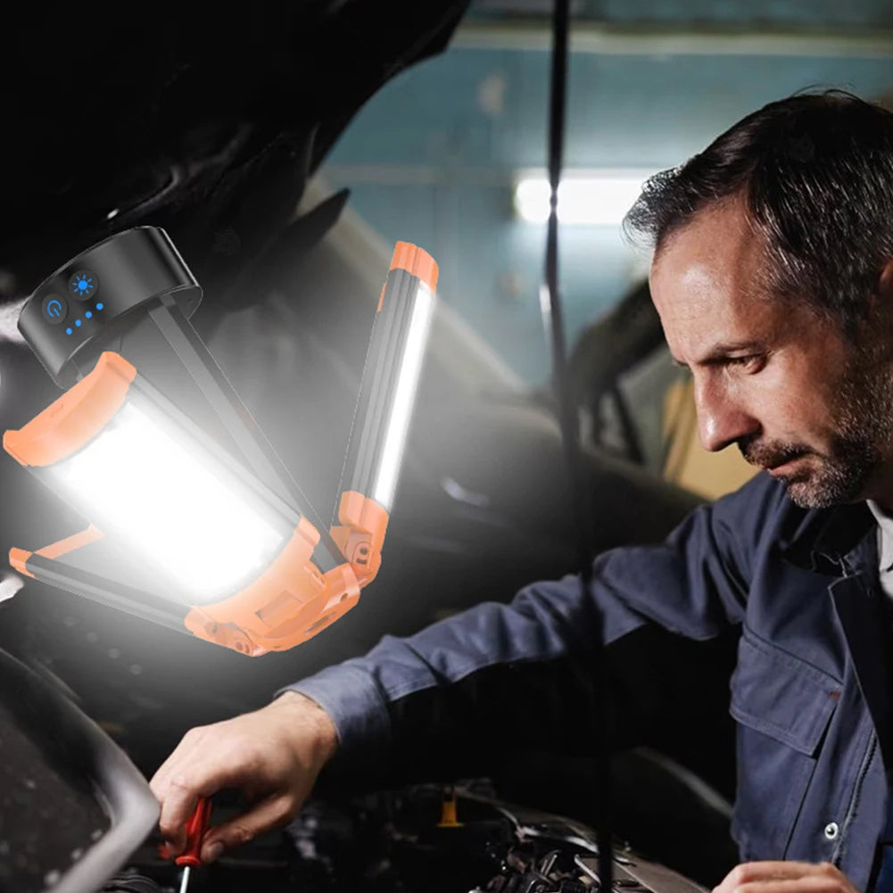 Folding Camping Light LED Work Telescoping Stand Rechargeable Lantern