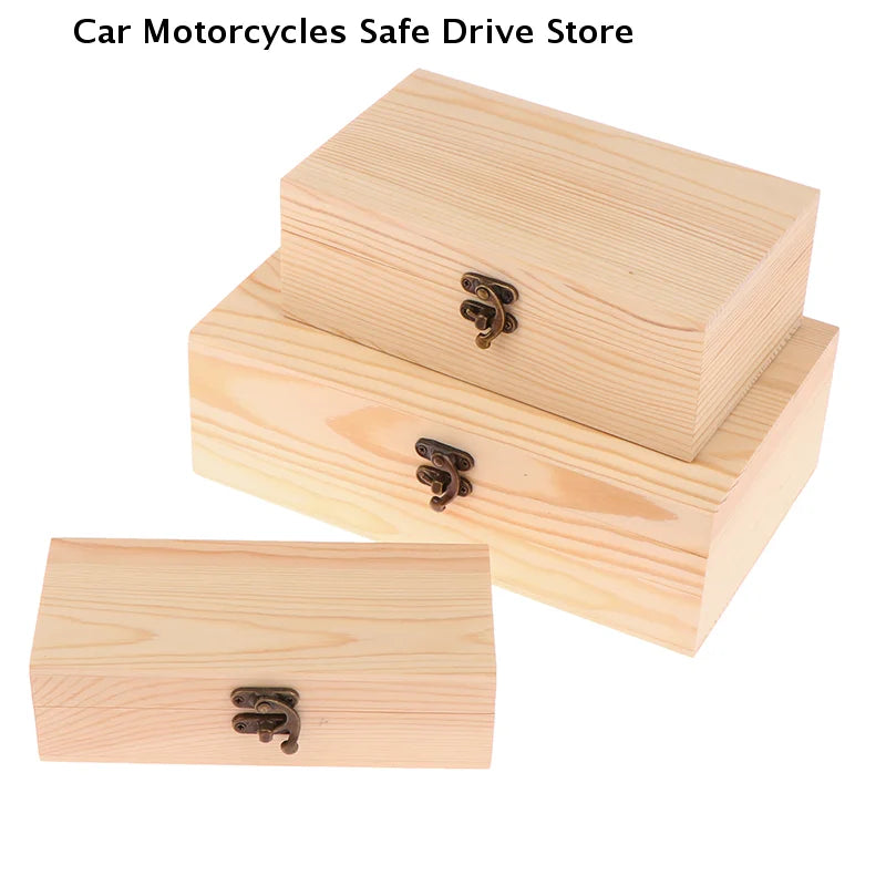 Retro Rectangular Wooden Storage Box Organizer Wood Case Simple