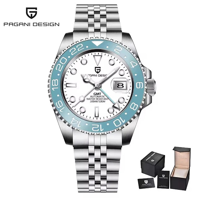 New GMT Watch PAGANI DESIGN 40mm Men Wristwatch Classic Luxury Mechanical Watches Top Brand 100M Waterproof Watches for Man 2026 Zpaxo Jubilee White United States