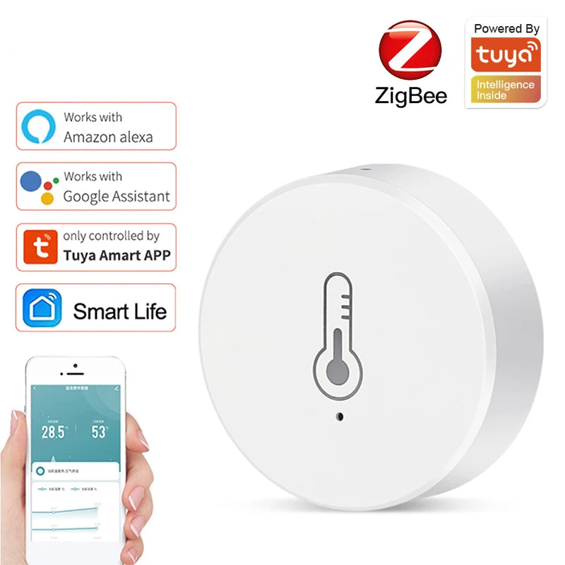 Tuya ZigBee 3.0 Temperature Humidity Sensor Indoor Hygrometer Thermometer Smart Home Work with Smart Life Alexa Google Assistant Zpaxo