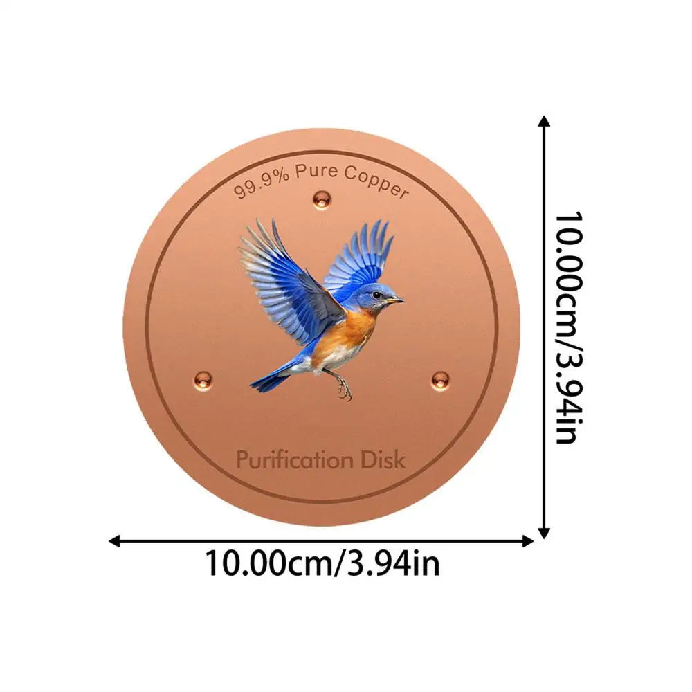 Copper Metal Bird Bath Purifier Disc | Triple-Point Support Bird Bath Accessory Zpaxo 03