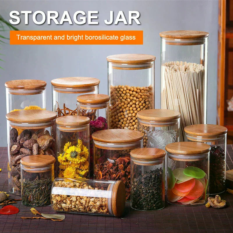 Sealed Food Storage Box Pots Glass Jar Coffee Jars With Lid Transparent Cereal Candy Dried Jars Fridge Storage Tank Containers Zpaxo