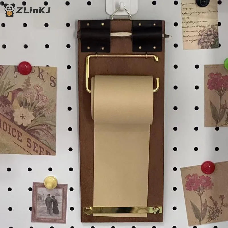 ▶1Pcs Vintage Refillable Kraft Paper Roll Kraft Notebook Set Hanging Writing Pad To-Do Lists Handmade Retro Clipboard DIY Crafts Zpaxo