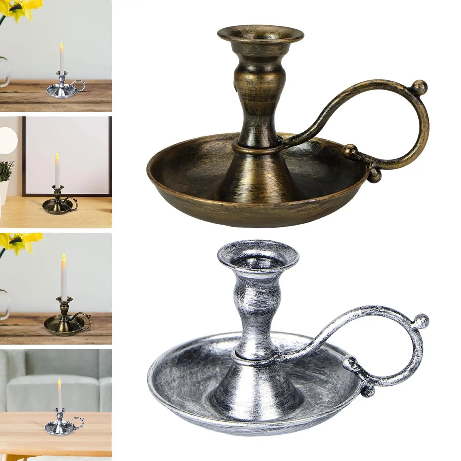 Retro Handheld Metal Candlestick Holder – European Vintage Style Candle Holder Zpaxo