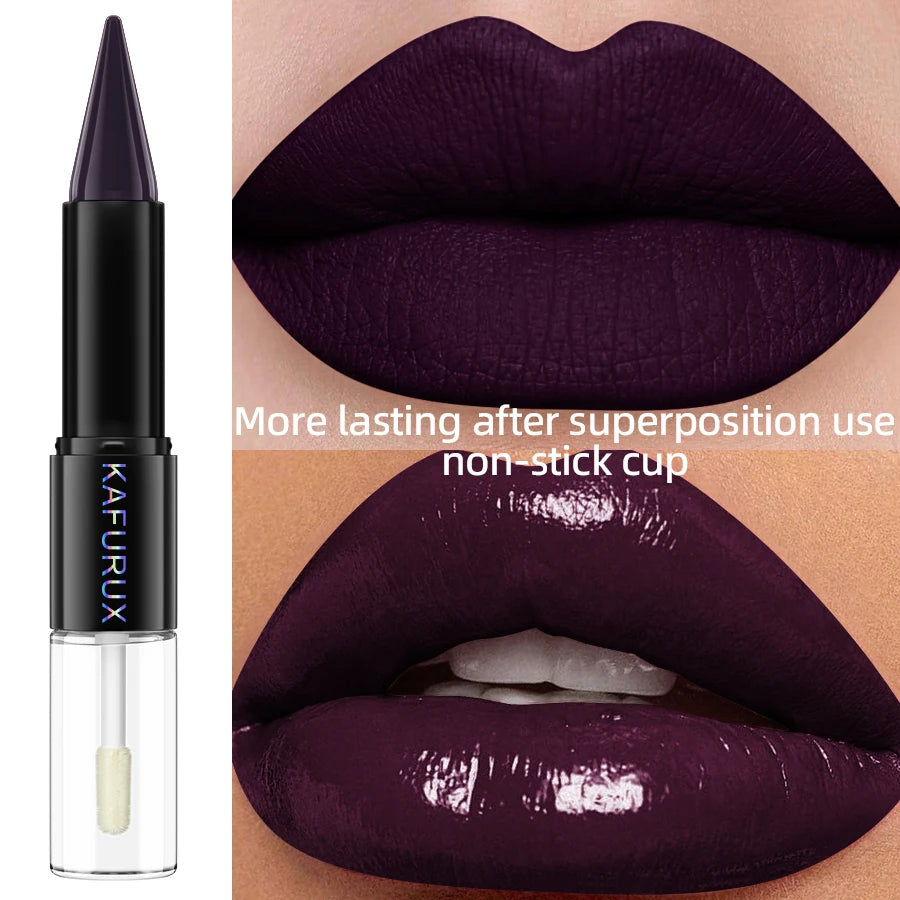 Waterproof 1 Double Head Lipstick Lip Coat Long Lasting 24HR Makeup
