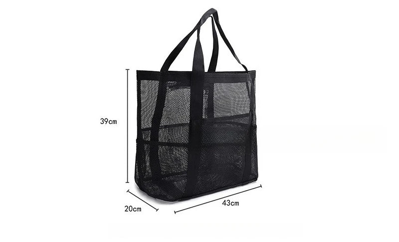 Beach bag toy storage bag large capacity swimming clothing small bag storage mesh bag Zpaxo Black beach bag